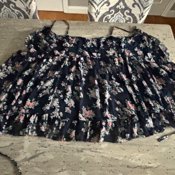 Abercrombie and Fitch Womens Floral Navy Backless Wrap Dress - Size M - Picture 4 of 6